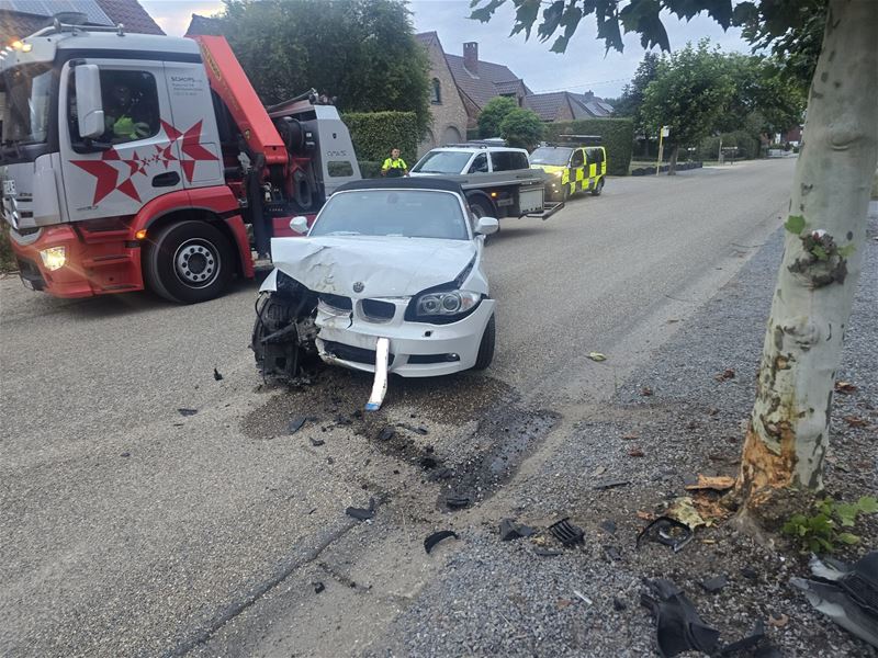 Auto botst tegen boom in Boekt