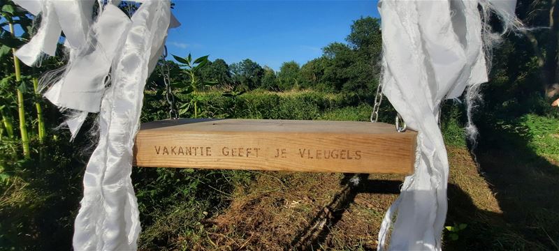 Kunstzinnnige schommel hangt weer bij Mangelbeek