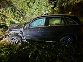 Auto verdwijnt tussen bomen en struikgewas